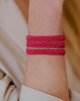 bracciale argento tre nastri sottili passamaneria made in italy rosa fuschia