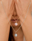 collane argento oro giallo catena sottile ciondolo bottoncino madreperla azzurra rosa made in italy
