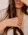 collana regolabile argento catena sottile ciondolo bottoncino madreperla rosa made in italy