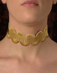 collana girocollo choker argento nastro passamaneria onde giallo oro made in italy