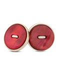 orecchini lobo argento bottone madreperla rosso fatti a mano italia