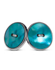 orecchini lobo argento bottone madreperla turchese fatti a mano italia